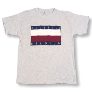💠B&C Collection Brussels Belgium Top Short Sleeve Flag Graphic Tshirt Travel
